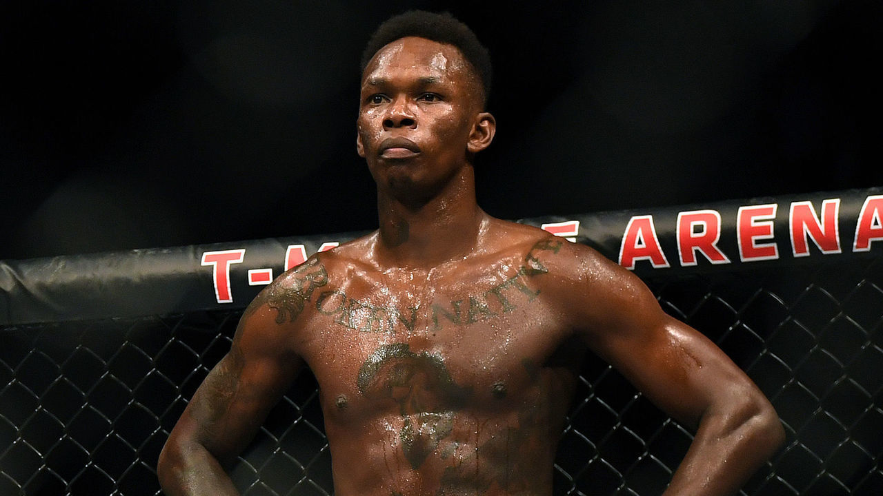 LAS VEGAS, NEVADA - MARCH 07: Israel Adesanya waits during his decision win over Yoel Romero to retain the middleweight title at T-Mobile Arena on March 07, 2020 in Las Vegas, Nevada.