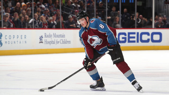DENVER, COLORADO - FEBRUARY 26: Cale Makar #8 of the Colorado Avalanche skates against the Buffalo Sabres at Pepsi Center on February 26, 2020 in Denver, Colorado.
