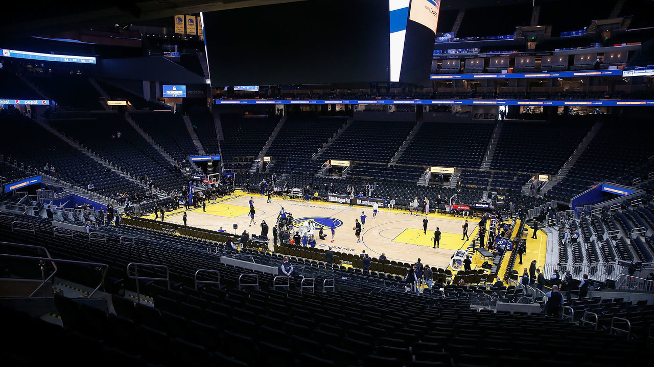 SAN FRANCISCO, CALIFORNIA - MARCH 07: A general view during the warm up before the game between the Golden State Warriors and the Philadelphia 76ers at Chase Center on March 07, 2020 in San Francisco, California. NOTE TO USER: User expressly acknowledges and agrees that, by downloading and/or using this photograph, user is consenting to the terms and conditions of the Getty Images License Agreement.
