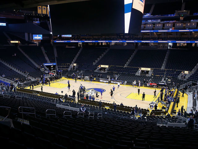 SAN FRANCISCO, CALIFORNIA - MARCH 07: A general view during the warm up before the game between the Golden State Warriors and the Philadelphia 76ers at Chase Center on March 07, 2020 in San Francisco, California. NOTE TO USER: User expressly acknowledges and agrees that, by downloading and/or using this photograph, user is consenting to the terms and conditions of the Getty Images License Agreement.