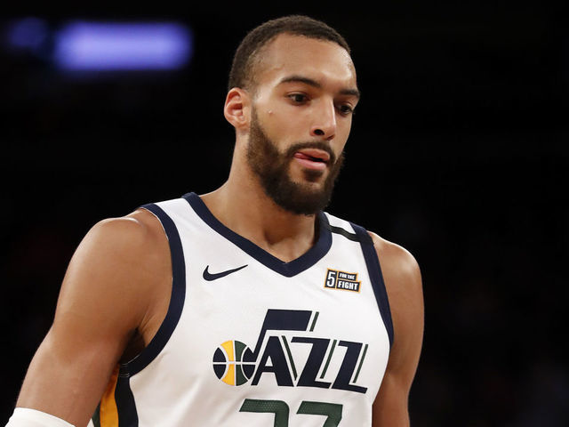 NEW YORK, NEW YORK - MARCH 04: Rudy Gobert #27 of the Utah Jazz in between plays against the New York Knicks during the second half at Madison Square Garden on March 04, 2020 in New York City. The Utah Jazz won, 112-104.