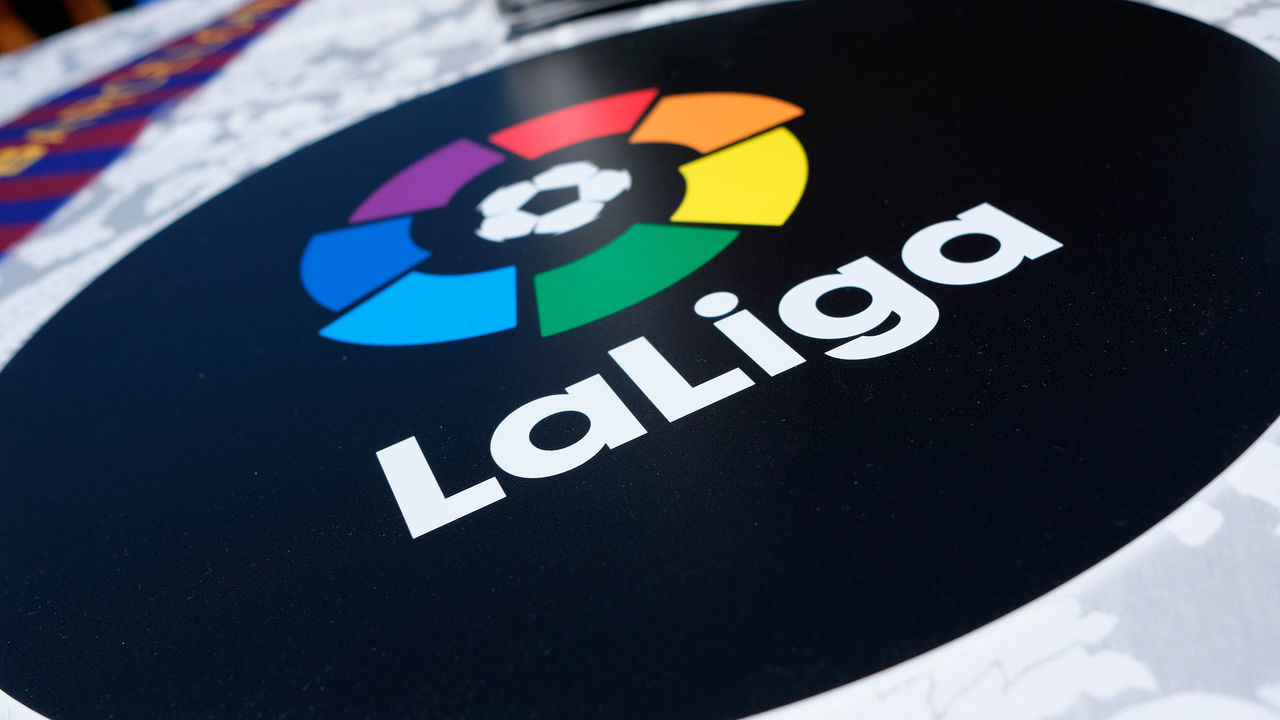 NEW YORK, NY - APRIL 23: A view of the LaLiga logo at a roofop viewing party of El Clasico - Real Madrid CF vs FC Barcelona hosted by LaLiga at 230 Fifth Avenue on April 23, 2017 in New York City.