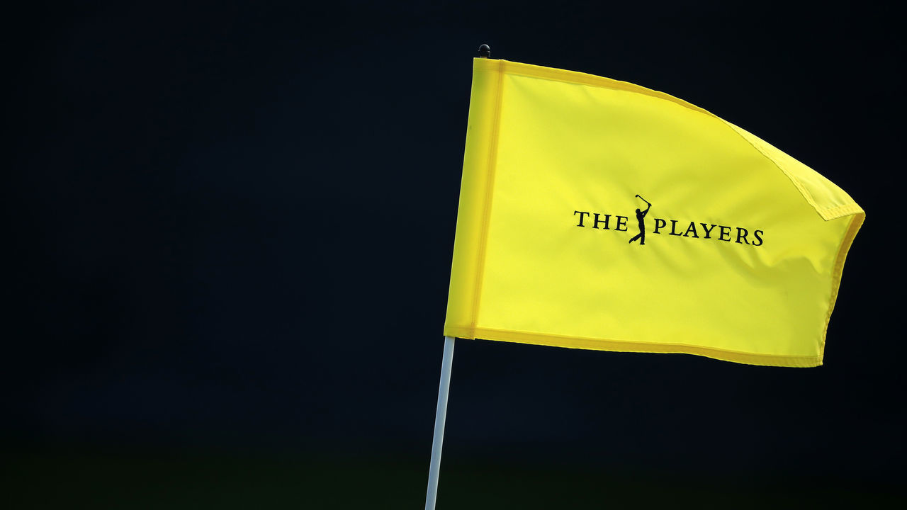 PONTE VEDRA BEACH, FLORIDA - MARCH 11: A detailed view of a flag blows in the breeze during a practice round prior to The PLAYERS Championship on The Stadium Course at TPC Sawgrass on March 11, 2020 in Ponte Vedra Beach, Florida.