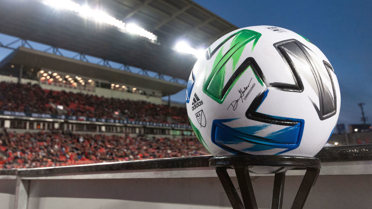 MSL ball on the stand before the 2020 MLS Regular Season match between Toronto FC (Canada) and New York City FC (USA) at BMO Field in Toronto, Canada (Score 1-0)