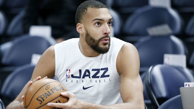 SALT LAKE CITY, UT - FEBRUARY 24: Rudy Gobert #27 of the Utah Jazz warms up prior to a game at the Arco Arena on February 24, 2020 in Salt Lake City, UT. Mandatory Credit: 2020 NBAE