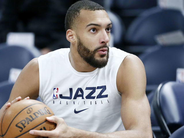 SALT LAKE CITY, UT - FEBRUARY 24: Rudy Gobert #27 of the Utah Jazz warms up prior to a game at the Arco Arena on February 24, 2020 in Salt Lake City, UT. Mandatory Credit: 2020 NBAE
