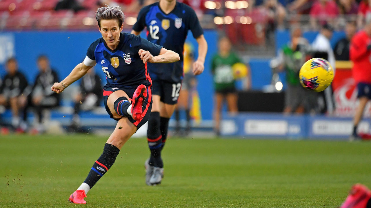 FRISCO, TEXAS - MARCH 11: Captain Megan Rapinoe #15 of the United States scores on a free kick during the first half of the SheBelieves Cup match against Japan at Toyota Stadium on March 11, 2020 in Frisco, Texas. The United States topped Japan, 3-1.