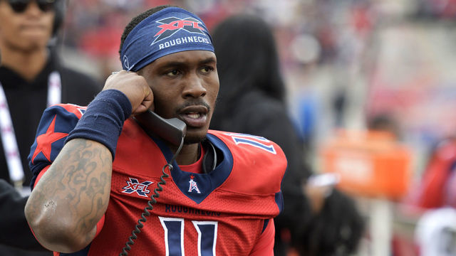 HOUSTON, TX - MARCH 7: P.J. Walker #11 of the Houston Roughnecks talks on the sideline phone during the XFL game against the Seattle Dragons at TDECU Stadium on March 7, 2020 in Houston, Texas.