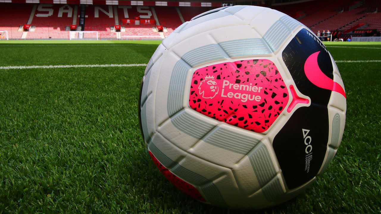 A general view of the Premier League ball and St Marys Stadium before kick off Southampton v Liverpool - Premier League - St Mary's Stadium 17-08-2019 .