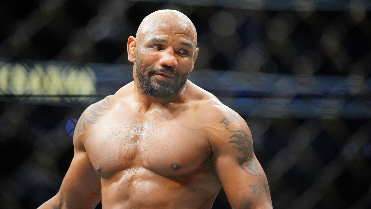 LAS VEGAS, NV - MARCH 07: Israel Adesanya vs. Yoel Romero fighting during the UFC 248 on March 07, 2020, at T-Mobile Arena in Las Vegas, NV.