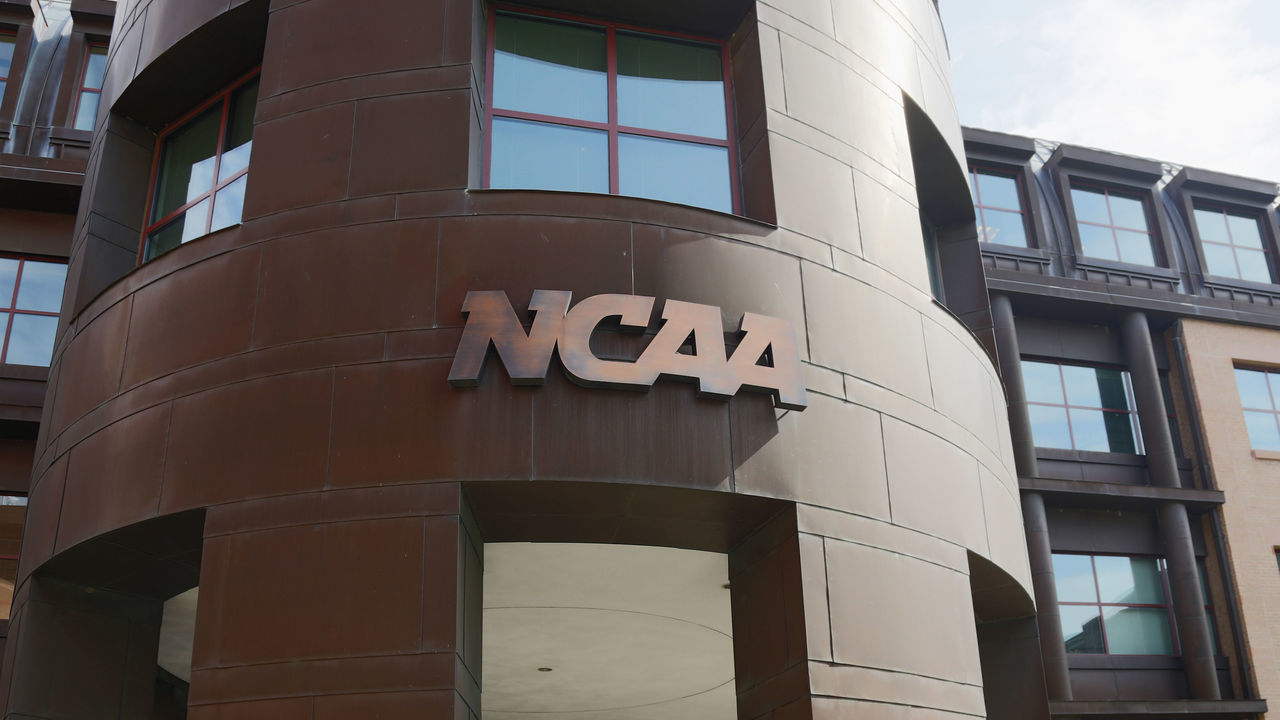 INDIANAPOLIS, IN - JULY 23: The entrance to the NCAA's headquarters is seen following an announcement of sanctions against Penn State University's football program on July 23, 2012 in Indianapolis, Indiana. The sanctions are a result of a report that the university concealed allegations of child sexual abuse made against former defensive coordinator Jerry Sandusky, who was found guilty on 45 of 48 counts related to sexual abuse of boys over a 15-year period.