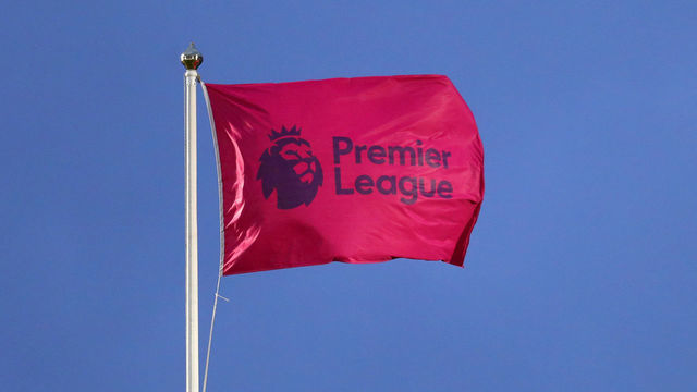 NORWICH, ENGLAND - FEBRUARY 15: The Premier League logo on a flag during the Premier League match between Norwich City and Liverpool FC at Carrow Road on February 15, 2020 in Norwich, United Kingdom.