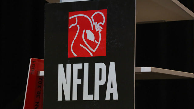 MIAMI BEACH, FL - JANUARY 30: A general view of the National Football League Players Association logo during the NFLPA press conference on January 30, 2020 at the Miami Beach Convention Center in Miami Beack, FL.