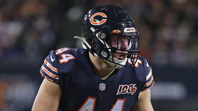 CHICAGO, ILLINOIS - DECEMBER 22: Nick Kwiatkoski #44 of the Chicago Bears awaits the snaps against the Kansas City Chiefs at Soldier Field on December 22, 2019 in Chicago, Illinois. The Chiefs defeated the Bears 26-3.