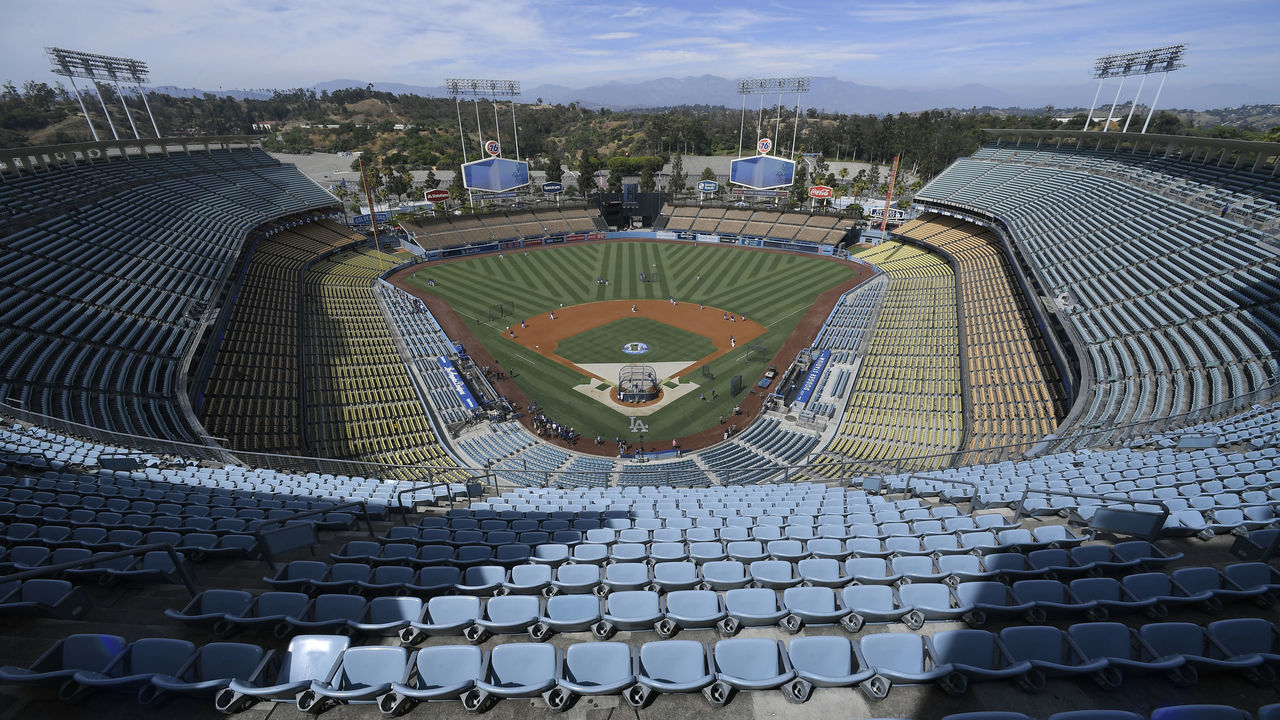 LOS ANGELES, CA - AUGUST 03: View from the top of the park before the Los Angeles Dodgers play the San Diego Padres at Dodger Stadium on August 3, 2019 in Los Angeles, California.