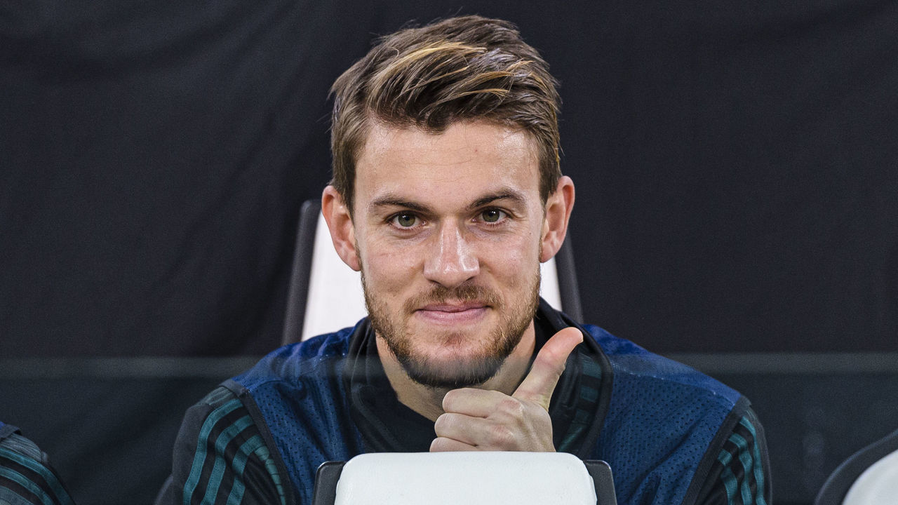 TURIN, ITALY - NOVEMBER 26: Daniele Rugani of Juventus gestures during the UEFA Champions League group D match between Juventus and Atletico Madrid at Juventus Arena on November 26, 2019 in Turin, Italy.