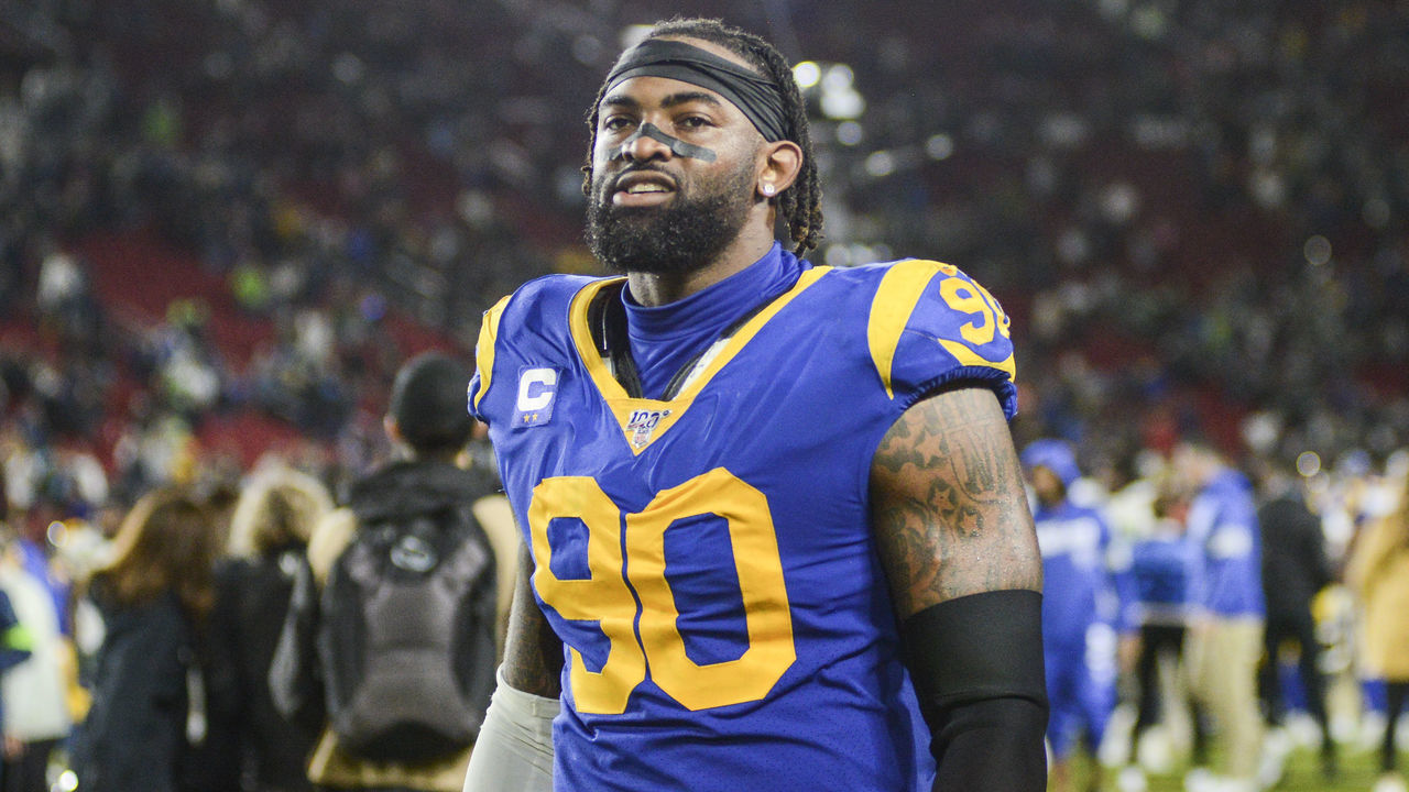 LOS ANGELES, CALIFORNIA - DECEMBER 08: Defensive end Michael Brockers #90 of the Los Angeles Rams leaves the field after defeating the Seattle Seahawks at Los Angeles Memorial Coliseum on December 08, 2019 in Los Angeles, California.