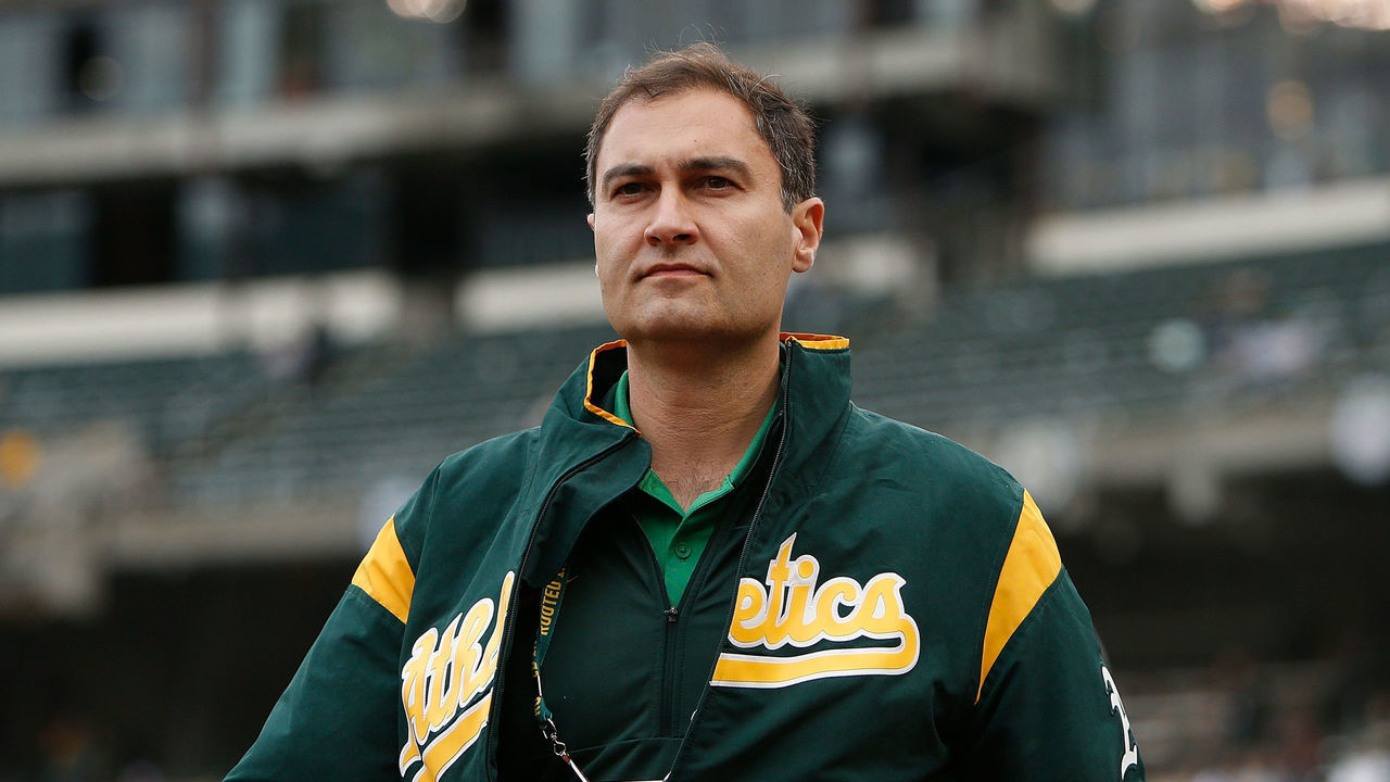 OAKLAND, CALIFORNIA - JUNE 15: Dave Kaval President of the Oakland Athletics walks on the field before the game against the Seattle Mariners at Ring Central Coliseum on June 15, 2019 in Oakland, California.