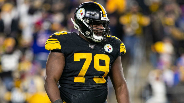 PITTSBURGH, PA - DECEMBER 15: Pittsburgh Steelers nose tackle Javon Hargrave (79) looks on during the NFL football game between the Buffalo Bills and the Pittsburgh Steelers on December 15, 2019 at Heinz Field in Pittsburgh, PA.