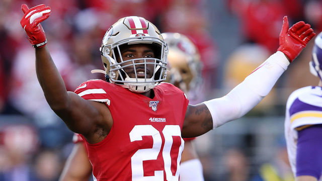SANTA CLARA, CALIFORNIA - JANUARY 11: Jimmie Ward #20 of the San Francisco 49ers reacts after a play against the Minnesota Vikings during the NFC Divisional Round Playoff game at Levi's Stadium on January 11, 2020 in Santa Clara, California.