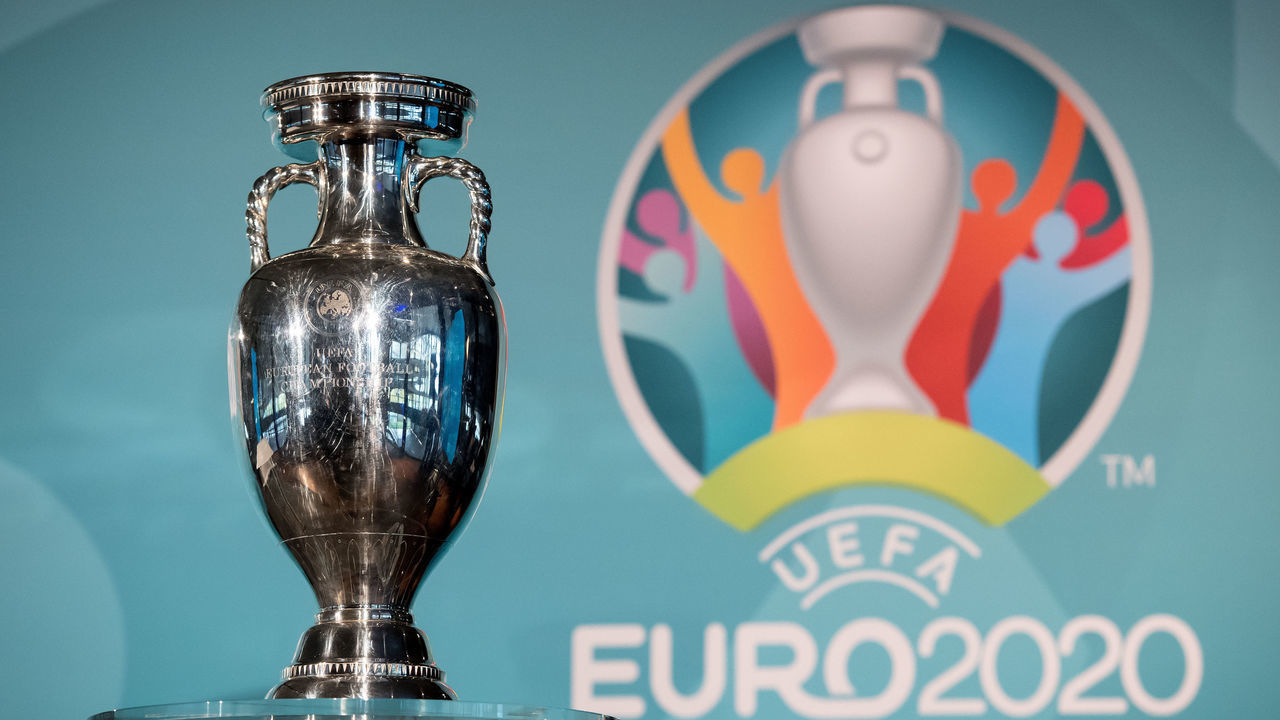 The trophy of the European Soccer Championship can be seen during the presentation of the logo for the European Soccer Championship 2020 in Munich, Germany, 27 October 2016. The championship in 2020 will take place in 13 different countries. In Germany, matches will take place at the Arena in Munich. PHOTO: SVEN HOPPE/dpa | usage worldwide