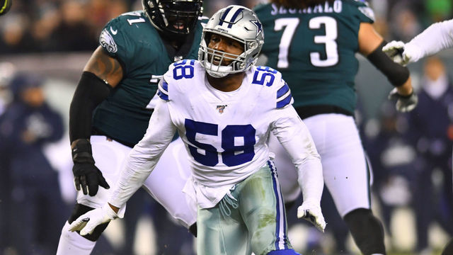 PHILADELPHIA, PA - DECEMBER 22: Dallas Cowboys Defensive End Robert Quinn (58) rushes Philadelphia Eagles Quarterback Carson Wentz (11) in the second half during the game between the Dallas Cowboys and Philadelphia Eagles on December 22, 2019 at Lincoln Financial Field in Philadelphia, PA.