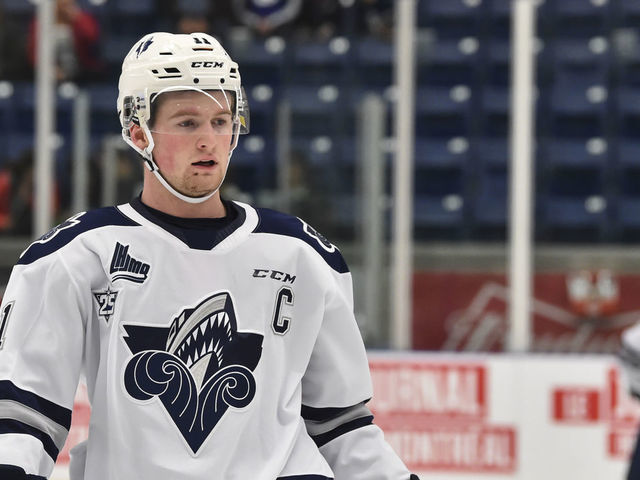 BOISBRIAND, QC - OCTOBER 05: Alexis Lafreniere #11 of the Rimouski Oceanic skates during the warm-up prior to the game against the Blainville-Boisbriand Armada at Centre d'Excellence Sports Rousseau on October 5, 2019 in Boisbriand, Quebec, Canada. The Blainville-Boisbriand Armada defeated the Rimouski Oceanic 5-3.