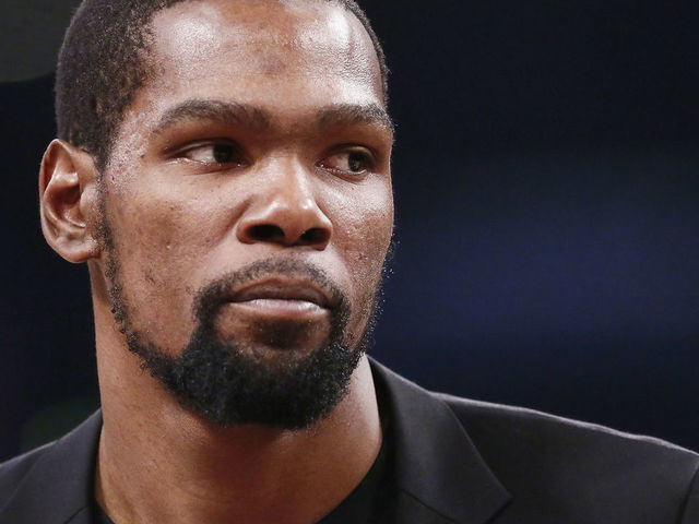 LOS ANGELES, CA - MARCH 10: Kevin Durant looks on during a game at the Staples Center on March 10, 2020 in Los Angeles, CA. Mandatory Credit: 2020 NBAE
