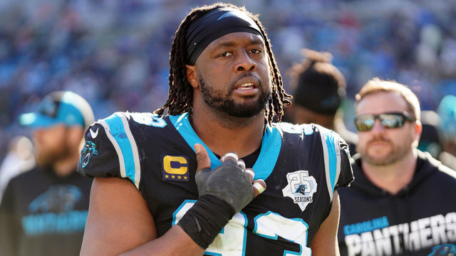 CHARLOTTE, NORTH CAROLINA - DECEMBER 15: Gerald McCoy #93 of the Carolina Panthers during the first half during their game against the Seattle Seahawks at Bank of America Stadium on December 15, 2019 in Charlotte, North Carolina.