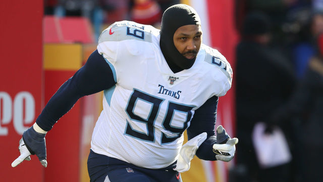 KANSAS CITY, MO - JANUARY 19: Tennessee Titans defensive end Jurrell Casey (99) before the AFC Championship game between the Tennessee Titans and Kansas City Chiefs on January 19, 2020 at Arrowhead Stadium in Kansas City, MO.