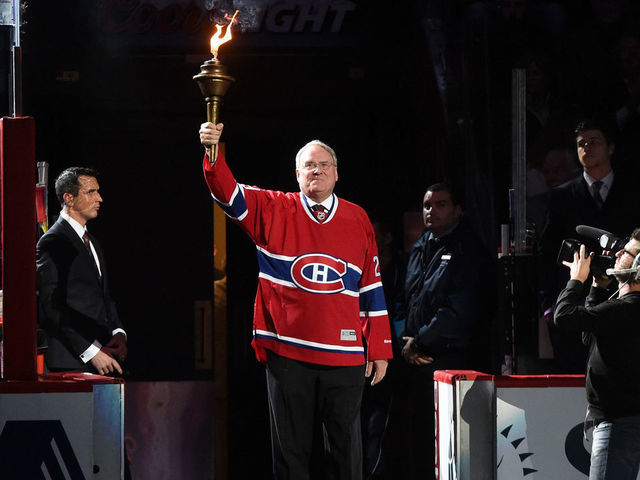 MONTREAL, QC - OCTOBER 16: Ken Dryden before the NHL gamet between the Montreal Canadiens and the Boston Bruins in the at the Bell Centre on October 16, 2014 in Montreal, Quebec, Canada.