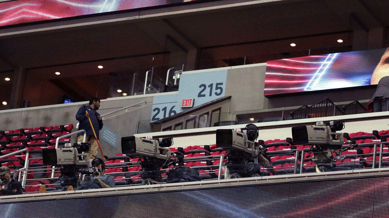 WASHINGTON D.C. - MAY 7: TV cameramen are in place even though fans have yet to enter the Verizon Center. The Washington Wizards host the Boston Celtics in the Eastern Conference Semi-Finals at the Verizon Center in Washington, D.C. on May 7, 2017.