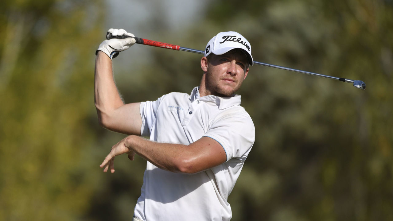 BUENOS AIRES, ARGENTINA - APRIL 13: Victor Lange of the United States hits a tee shot on the 17th hole during the third round of the PGA TOUR Latinoamerica Molino Cañuelas Championship at Cañuelas Golf Club on April 13, 2019 in Buenos Aires, Argentina.