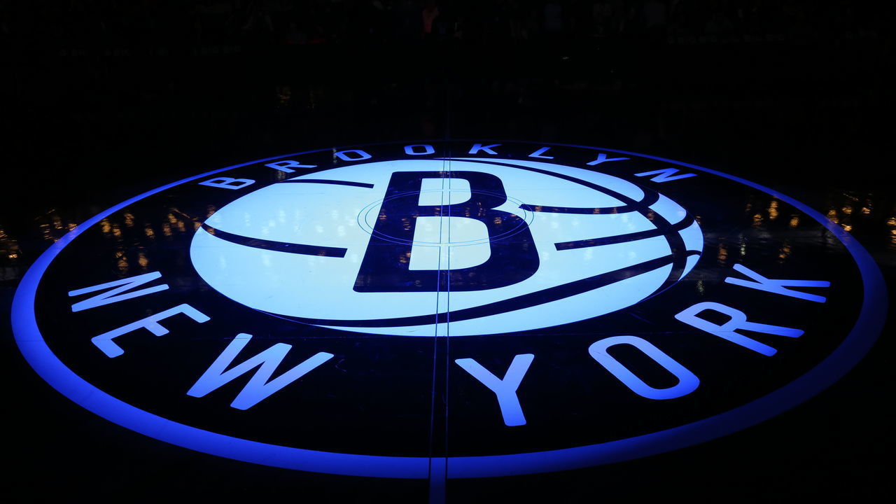 NEW YORK, NY - NOVEMBER 5: Here is a photograph of the Brooklyn Nets logo against the Utah Jazz during a game at Barclays Center on November 5, 2013 in the Brooklyn borough of New York City. NOTE TO USER: User expressly acknowledges and agrees that, by downloading and/or using this Photograph, user is consenting to the terms and conditions of the Getty Images License Agreement. Mandatory Copyright Notice: Copyright 2013 NBAE