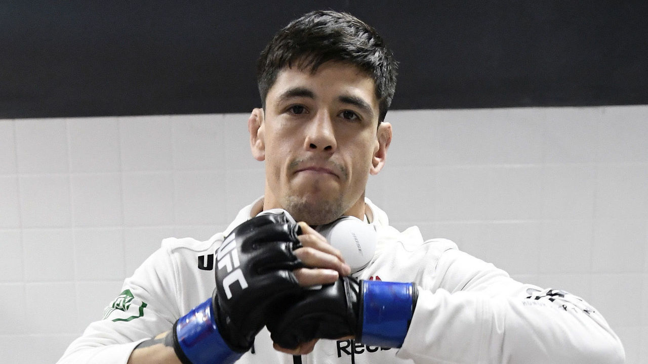 BRASILIA, BRAZIL - MARCH 14: Brandon Moreno of Mexico warms up prior to his fight during the UFC Fight Night event on March 14, 2020 in Brasilia, Brazil.