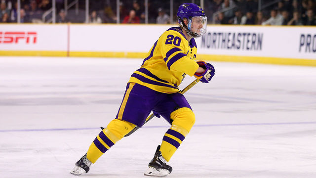 PROVIDENCE, RI - MARCH 30: Minnesota State Mavericks forward Marc Michaelis (20) in action during the East Regional semi-final between Providence Friars and Minnesota State Mavericks on March 30, 2019, at the Dunkin Donuts Center in Providence, RI.
