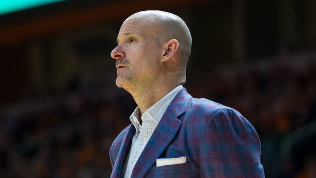 KNOXVILLE, TN - FEBRUARY 03: Mississippi Rebels head coach Andy Kennedy coaching during a game between the Mississippi Rebels and Tennessee Volunteers on February 3, 2018, at Thompson-Boling Arena in Knoxville, TN. Tennessee defeated the Mississippi Rebels 94-61.