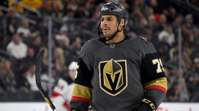 LAS VEGAS, NEVADA - MARCH 03: Ryan Reaves #75 of the Vegas Golden Knights skates on the ice during a stop in play in the first period of a game against the New Jersey Devils at T-Mobile Arena on March 3, 2020 in Las Vegas, Nevada. The Golden Knights defeated the Devils 3-0.