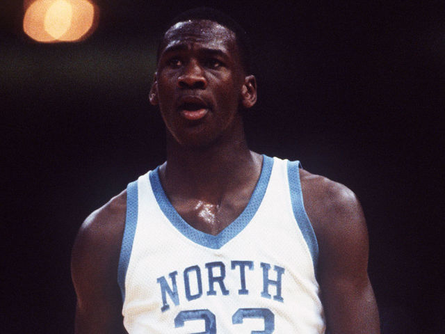 MARCH 1982: North Carolina guard Michael Jordan (23) during the NCAA Photos via Getty Images Final Four championship game held in New Orleans, LA Superdome. North Carolina defeated Georgetown 63-62 for the title. (Photo: Rich Clarkson/NCAA Photos via Getty Images)