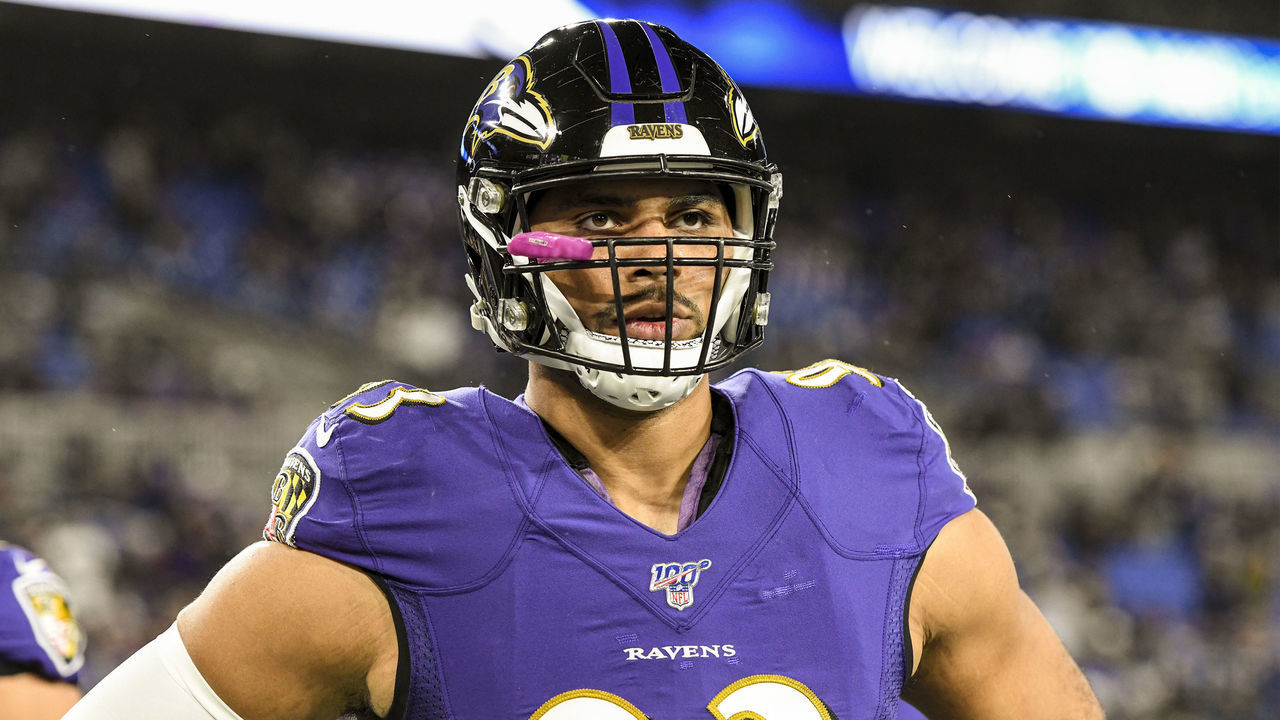 BALTIMORE, MD - JANUARY 11: Baltimore Ravens nose tackle Chris Wormley (93) in action against the Tennessee Titans on January 11, 2020, at M&T Bank Stadium in Baltimore, MD. in the AFC Divisional Playoff.