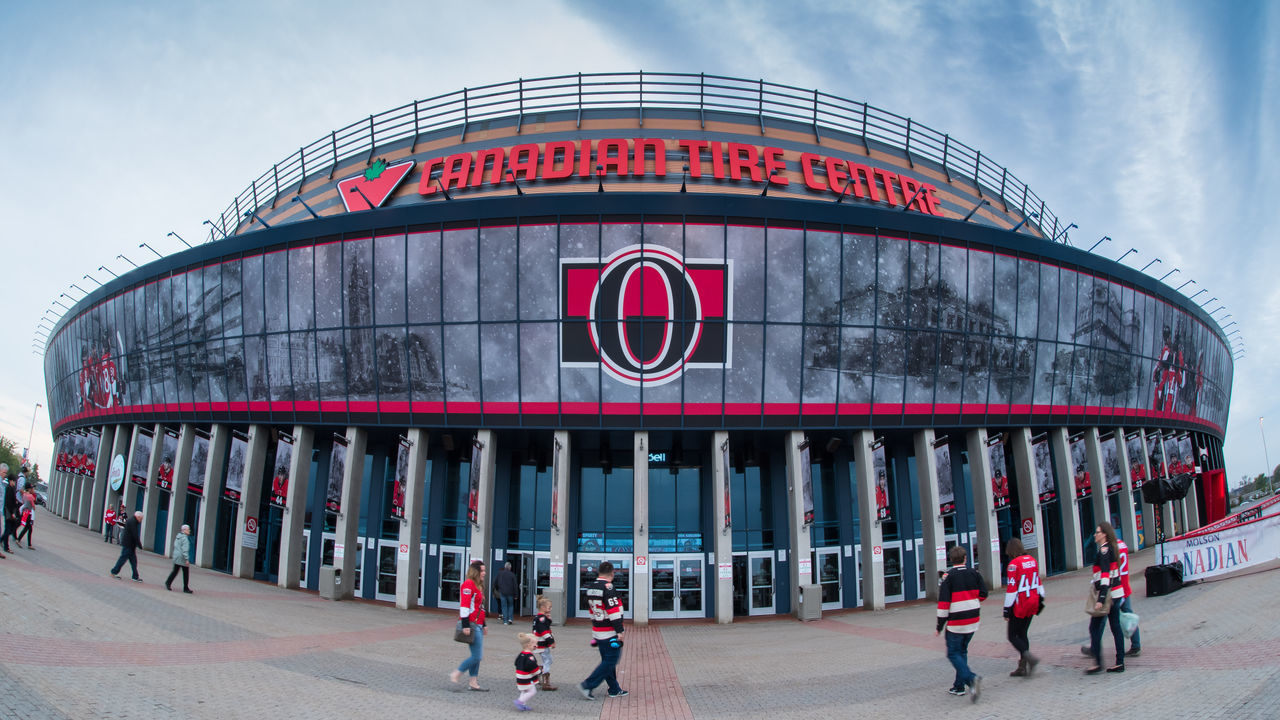 OTTAWA, ON - OCTOBER 07: General view of the Canadian Tire Centre as fans begin to arrive for the NHL game between the Ottawa Senators and the Detroit Red Wings on Oct. 7, 2017 at the Canadian Tire Centre in Ottawa, Ontario, Canada.