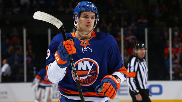 UNIONDALE, NEW YORK - MARCH 07: Mathew Barzal #13 of the New York Islanders skates against the Carolina Hurricanes at NYCB Live's Nassau Coliseum on March 07, 2020 in Uniondale, New York.
