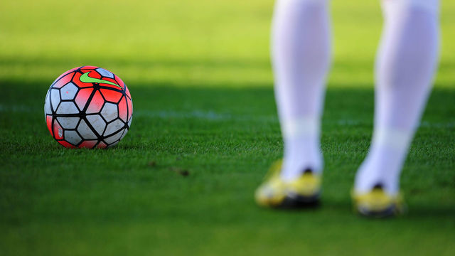 AUBAGNE, FRANCE - MAY 20: Detailed view of a match ball during the Toulon Tournament match between Bulgaria and France at Stade De Lattre on May 20, 2016 in Aubagne, France.