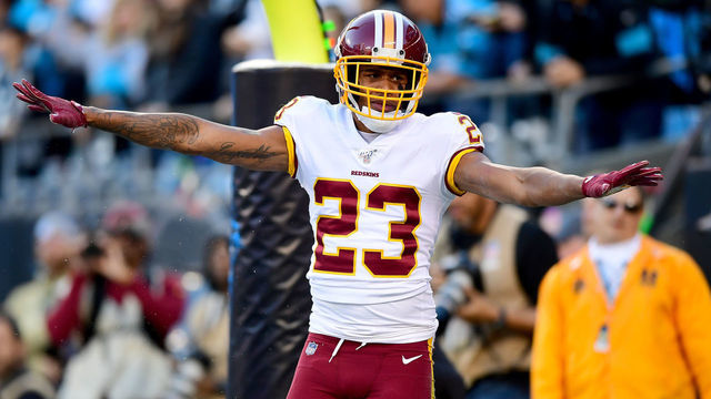 CHARLOTTE, NORTH CAROLINA - DECEMBER 01: Quinton Dunbar #23 of the Washington Redskins during the second half during their game against the Carolina Panthers at Bank of America Stadium on December 01, 2019 in Charlotte, North Carolina.