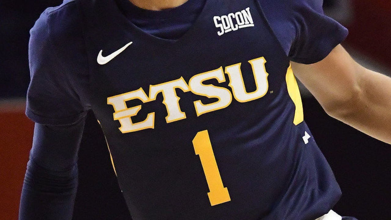 CHAMPAIGN, IL - DECEMBER 15: Trey Boyd III (1) guard East Tennessee State University (ETSU) Buccaneers brings the basketball downcourt against the University of Illinois Fighting Illini, Saturday, December 15, 2018, State Farm Center in Champaign, Illinois.