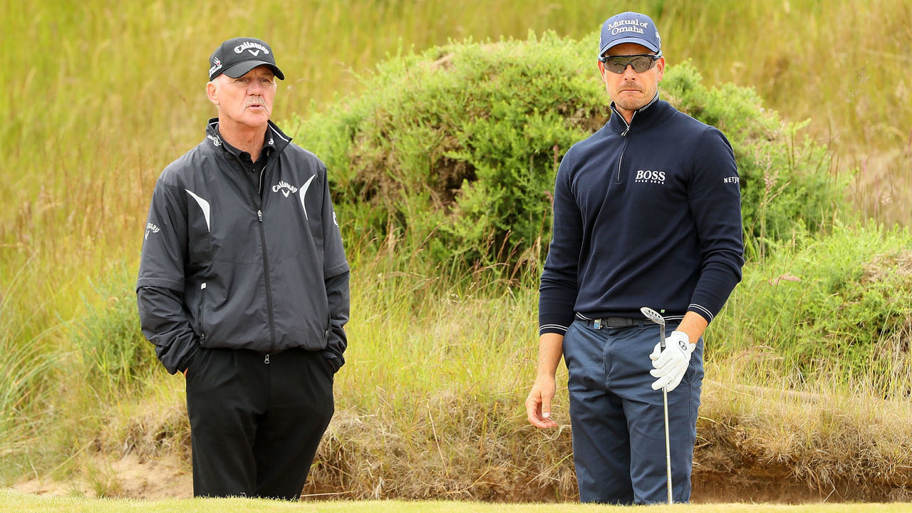 INVERNESS, SCOTLAND - JULY 06: Henrik Stenson of Sweden looks on with Coach Pete Cowen during a pro-am round ahead of the AAM Scottish Open at Castle Stuart Golf Links on July 6, 2016 in Inverness, Scotland.