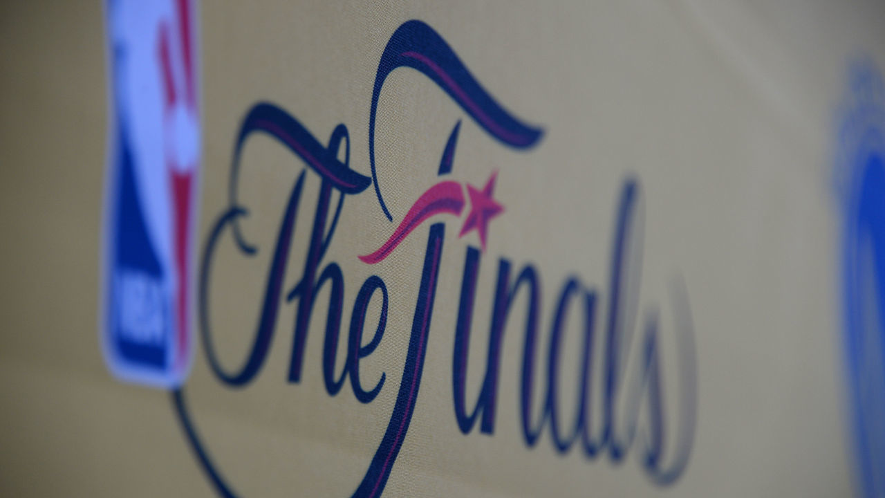 OAKLAND, CA - JUNE 12: The finals logo before the game between the Golden State Warriors and the Cleveland Cavaliers during Game Five of the 2017 NBA Finals on June 12, 2017 at ORACLE Arena in Oakland, California. Mandatory Copyright Notice: Copyright 2017 NBAE