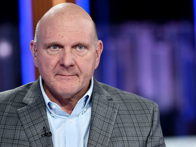 NEW YORK, NEW YORK - NOVEMBER 14: (EXCLUSIVE COVERAGE) Former Microsoft CEO & LA Clippers owner Steve Ballmer visits "Your World With Neil Cavuto" on at FOX Business Studios November 14, 2019 in New York, United States.