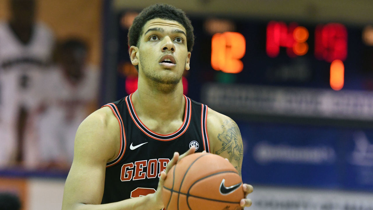 LAHAINA, HI - NOVEMBER 27: Rodney Howard #24 of the Georgia Bulldogs takes a foul shot during a third round Maui Invitation basketball game against the Chaminade Silverswords at the Lahaina Civic Center on November 27, 2019 in Lahaina, Hawaii.