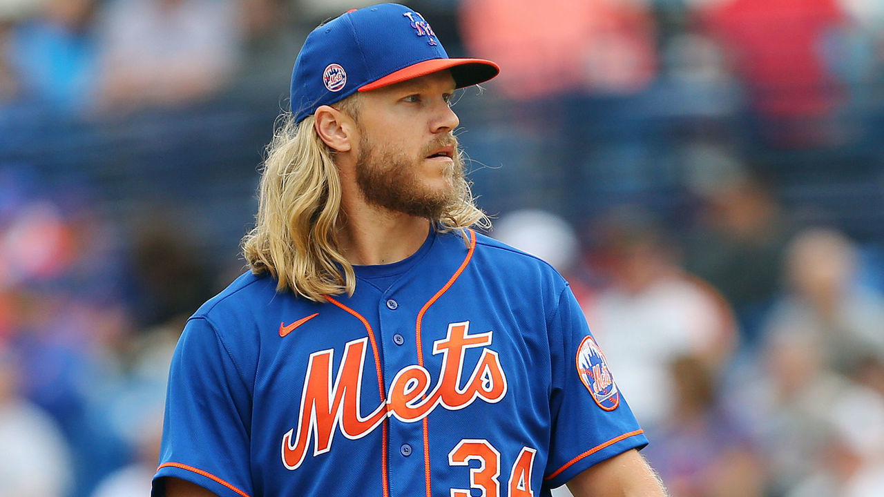 PORT ST. LUCIE, FL - MARCH 08: Noah Syndergaard #34 of the New York Mets in action against the Houston Astros during a spring training baseball game at Clover Park on March 8, 2020 in Port St. Lucie, Florida. The Mets defeated the Astros 3-1.